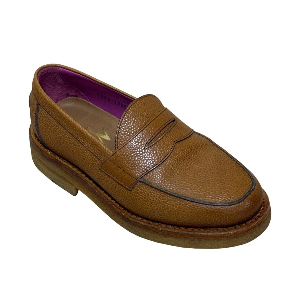 Blackstock & Weber B&W Women Penny Loafers Tan 4 US 7 Ellis Pebble Grain Leather